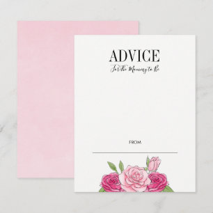 Pink Watercolor Roses Baby Shower Advice Card