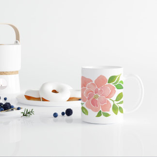 Pink Watercolor Roses Coffee Mug