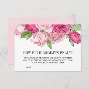 Pink Watercolor Roses Guess Mommy's Belly Card