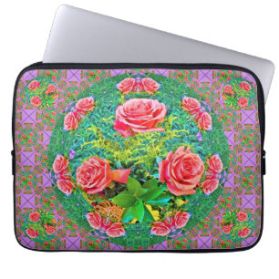 Pink Watercolor Roses  Laptop Sleeve
