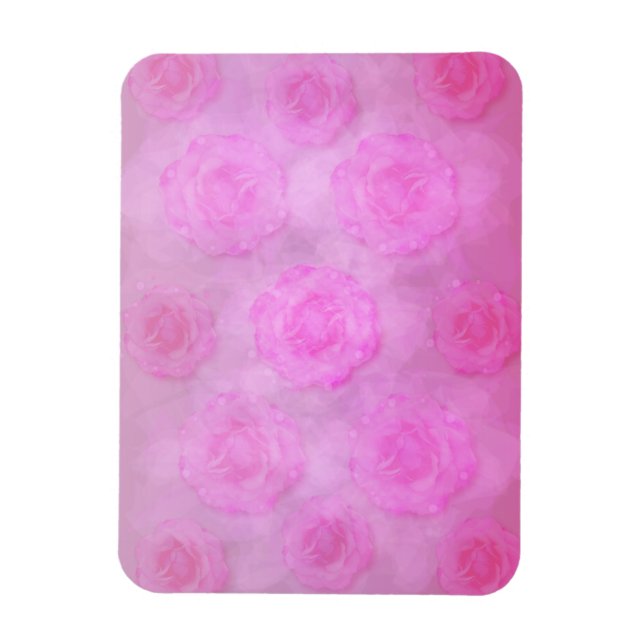 PINK Watercolor roses Magnet (Vertical)