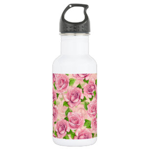 Pink watercolor roses pattern 532 ml water bottle