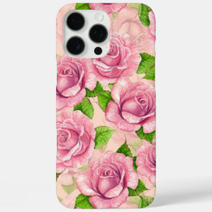 Pink watercolor roses pattern iPhone 16 pro max case