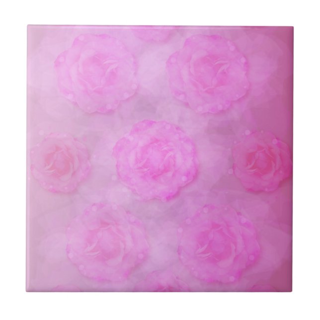 PINK Watercolor roses Tile (Front)