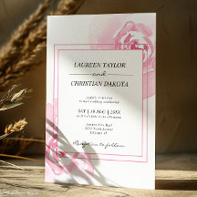 Pink Watercolor Roses Wedding Invitation