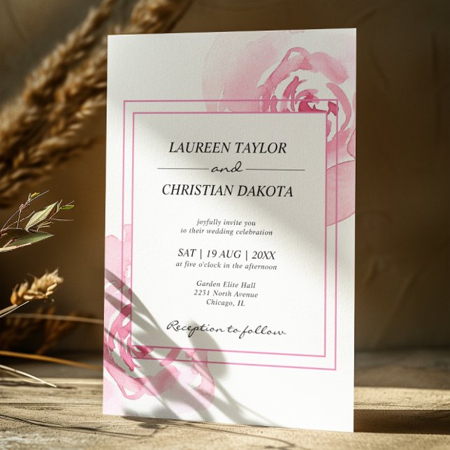 Pink Watercolor Roses  Wedding Invitation (Creator Uploaded)