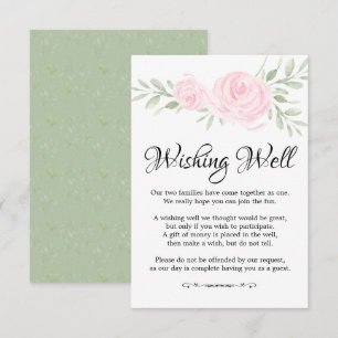 Pink Watercolor Roses Wedding Wishing Well Card