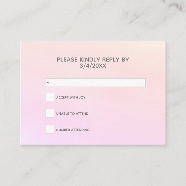 Pink watercolor RSVP response Enclosure Card (Front)