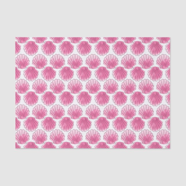 Pink Watercolor Seashell Tissue Paper (Front)