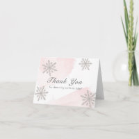 Pink Watercolor Silver Snowflakes Baby Shower