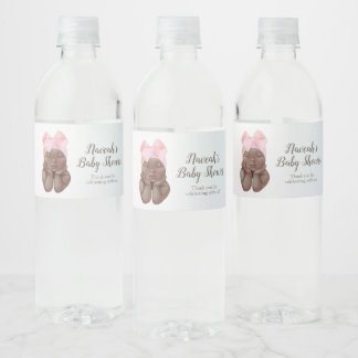 Pink watercolor sleeping princess Thank You Favour Water Bottle Label