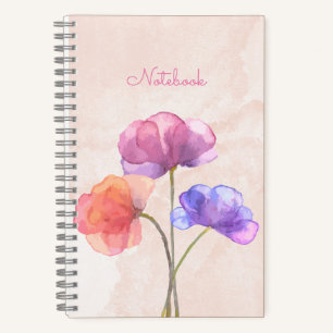 Pink Watercolor Spiral Notebook 5.5" x 8.5"