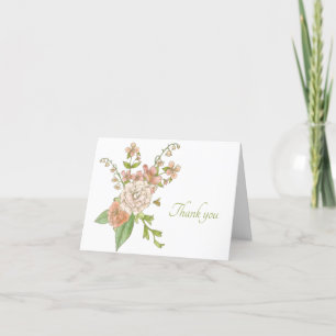 Pink Watercolor Spring Bouquet Thank You Card