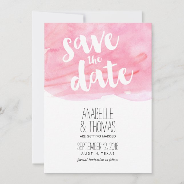 Pink Watercolor Spring Wedding Save the Date Invitation (Front)