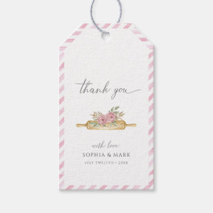 Pink Watercolor Striped Thank You  Gift Tags