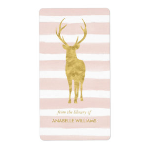 Pink Watercolor Stripes et Gold Deer Boplate