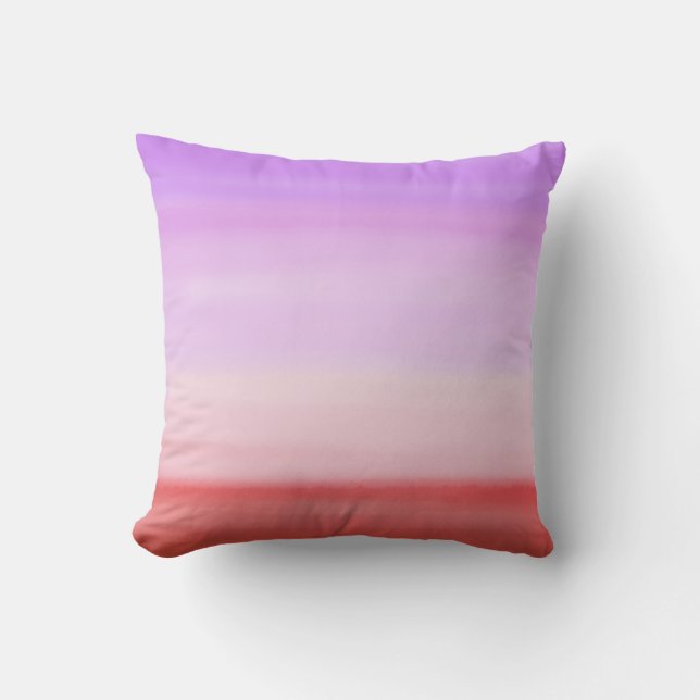 Pink Watercolor Stripes Throw Pillow (Front)