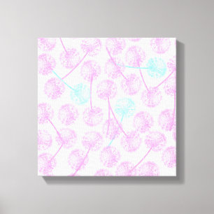 Pink watercolor summer dandelion floral pattern canvas print