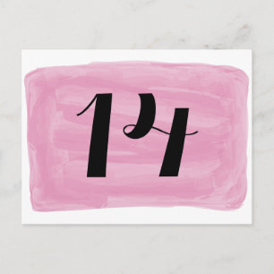 Pink Watercolor Table Number Postcard
