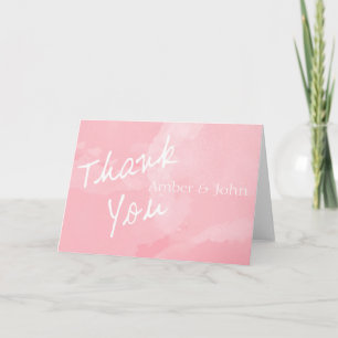 Pink Watercolor Thank You Card