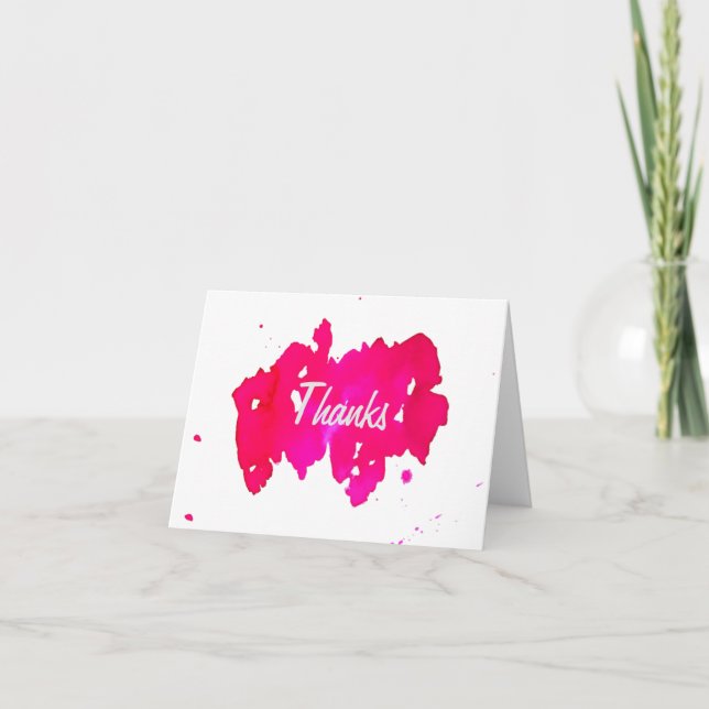 Pink Watercolor Thank You Card (Front)