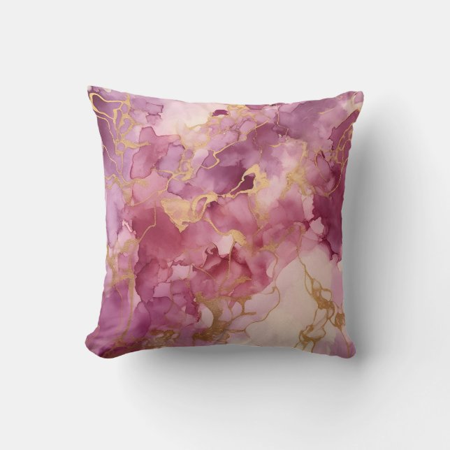 Pink watercolor throw pillow (Front)