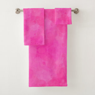 Pink Watercolor Tie Dye Print Bath Towel Set