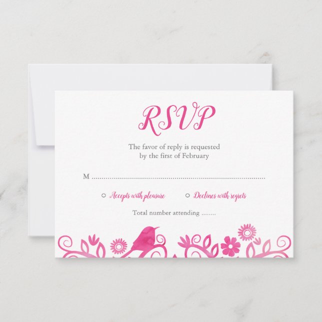 Pink Watercolor Tree of Life RSVP Card (Front)