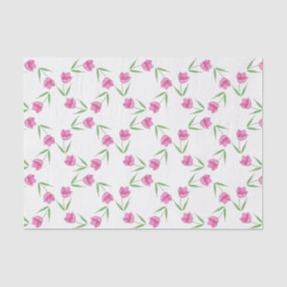Pink Watercolor Tulips Pattern Tissue Paper