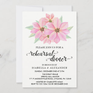 Pink Watercolor Tulips Rehearsal Dinner Invitation