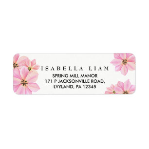 Pink Watercolor Tulips Return Address Label