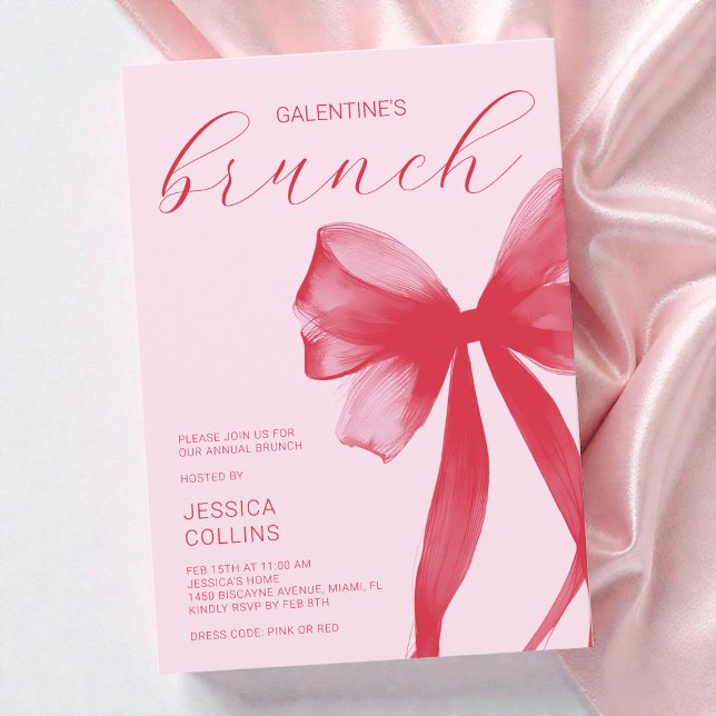 Pink Watercolor Valentine Galentine's Day Brunch Invitation (Pink Watercolor Valentine Galentine's Day Brunch Invitation)