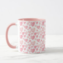 Pink Watercolor Valentine Hearts Pattern