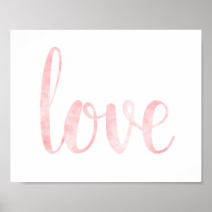 Pink watercolor wall art, love poster