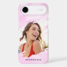 Pink Watercolor Wash Personalized Photo with Name