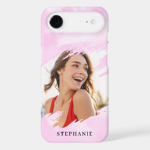 Pink Watercolor Wash Personalized Photo with Name