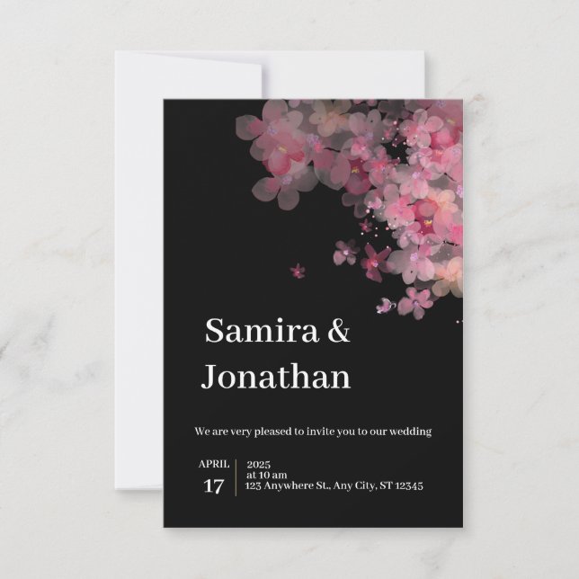 Pink Watercolor Wedding Invitation (Front)