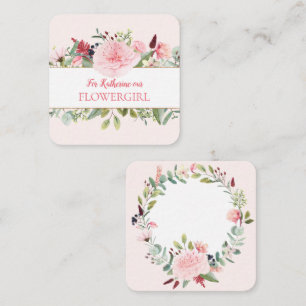 Pink Watercolor Will You Be My Flower Girl Enclosure Card