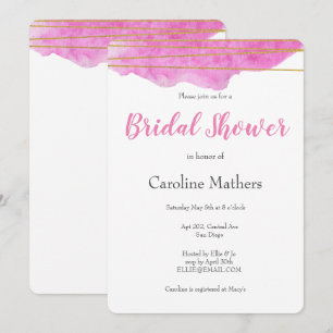 Pink Watercolour Bridal Shower Invitation