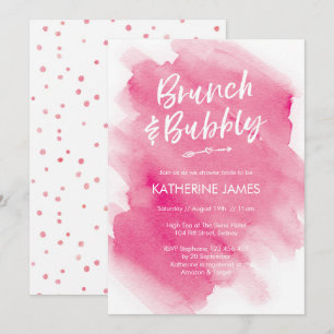 Pink Watercolour Brunch & Bubbly Shower invitation