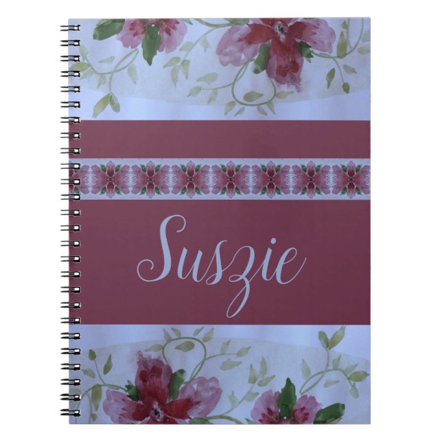 Pink Watercolour Floral Notebook (Front)