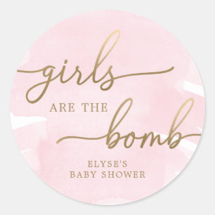 Pink Watercolour Gold Bath Bomb Favour Sticker