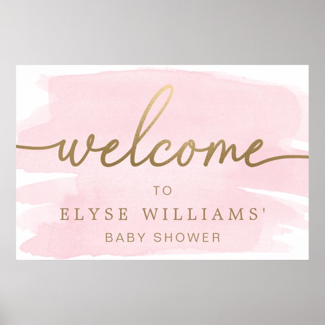 Pink Watercolour Gold Welcome Sign (Front)