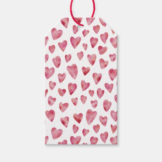 Pink Watercolour Heart Gift Tag (Front)