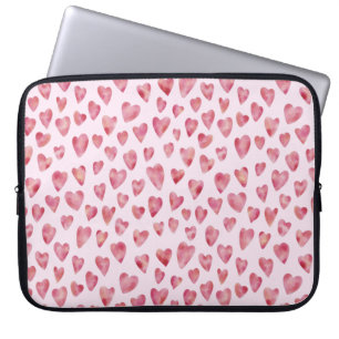Pink watercolour heart laptop sleeve