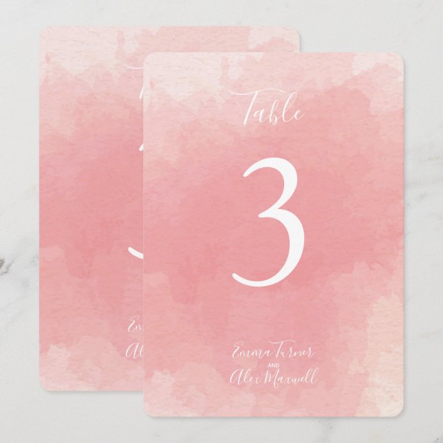 Pink Watercolour | Table number cards (Front/Back)