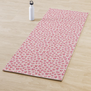 Pink Watercolour Valentine Heart Yoga Mat