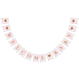 Pink Watercolour Welcome Baby Bunting Flags