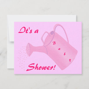 Pink Watering Can Baby Shower Invitations