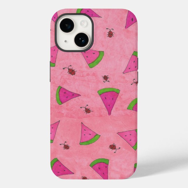 Pink Watermelon and Lady Bugs Case-Mate iPhone Case (Back)